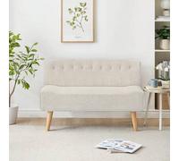 Shein Moderno sofá loveseat de 2 plazas con tapizado de lino y patas de madera para espacios pequeños, sala, dormitorio, sala de juegos