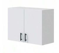Shein Módulo Alto Cocina 80 cm Mueble Suspendido Kira Blanco Brillo 2 puertas Estante Melamina Cocina Tiradores Negros 80x59x34 cm Kit Montaje Instrucciones