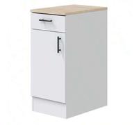 Shein Módulo Inferior Cocina Estrecho Moderno Kira 1 Puerta 1 Cajón Blanco Brillo y Roble Canadian 40x90x60 cm