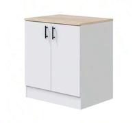 Shein Módulo Inferior Cocina Fregadero 2 Puertas Kira en Blanco Brillo y Roble Canadian 80x90x60 cm