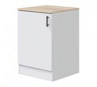 Shein Módulo Inferior Cocina Kira Moderno 1 Puerta Blanco Brillo y Roble Canadian 60x90x60 cm