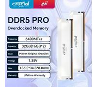 Shein Módulos de memoria RAM Crucial de 16GB x 2 DDR5 6400MHz, actualización de alto rendimiento para mejorar la eficiencia y estabilidad del sistema