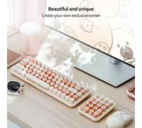 Shein MOFii I Bean Max Combo de Teclado Inalámbrico Silencioso con Teclas Redondas Retro y Ratón 2.4G Plug&Play Macaron Lindo Estilo Femenino Portátil Perif