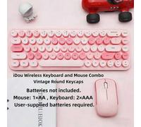 Shein MOFii IDou Conjunto de Teclado y Ratón Inalámbrico 2.4G, Teclas Redondas Retro Lindas, Diseño Ergonómico, Clic Silencioso, Plug And Play para Uso en O