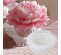 Shein Molde de silicona con forma de flor de peonía 3D simulada DIY, con múltiples pétalos para hacer velas aromáticas, decoración de escritorio, plantas, j