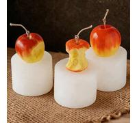 Shein Molde de silicona con forma de manzana entera, manzana mordida y corazón de manzana. Herramienta DIY para hacer velas aromáticas 3D con simulación de