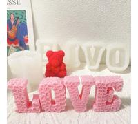 Shein Molde de silicona con forma de rosa, letra LOVE y vela perfumada para el Día de San Valentín, adecuado para decoración de automóviles, resina, yeso, a