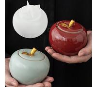 Shein Molde de silicona DIY con tapa para caja de almacenamiento de manzana con goteo de cristal, bandeja de almacenamiento de frutas, tarro, vela, taza, de
