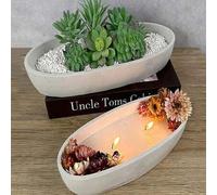 Shein Molde de silicona DIY para vela de cemento tipo barco, molde elíptico para cemento, arcilla, yeso, macetas, bandeja de almacenamiento, molde de silico