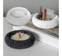 Shein Molde de silicona en forma circular con textura de piedra para hacer una caja de almacenamiento, cenicero, vaso para aromaterapia u otros adornos deco