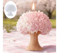 Shein Molde de silicona en forma de árbol de flores romántico, molde de fondo plano, manualidades de vela/jabón/piedra aromática DIY, molde de resina, molde