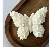 Shein Molde de silicona para vela aromática con racimo de flores de margarita y flor de cerezo vintage y mariposa, molde DIY 3D en relieve para jabón artesa