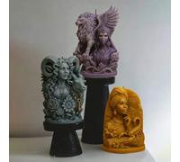 Shein Molde de vela de silicona con diseño de diosas del zodiaco en 3D - Diosa de Aries con cuernos, Diosa de Leo con alas, Diosa africana de Escorpio con f