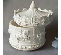 Shein Molde de yurta mongol en forma de decoración de figura DIY, que incluye caja de almacenamiento con tapa de flores talladas en un carrusel redondo, got