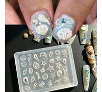 Shein Moldes de arte de uñas con conchas marinas, herramientas de decoración de tallado de uñas con estrella de mar, concha marina y caballito de mar, adecu