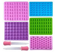 Shein Moldes de silicona para gomitas con forma de oso, set de 5 piezas - Mini dinosaurio, oso, corazón, mini donut, formas de animales, moldes antiadherent