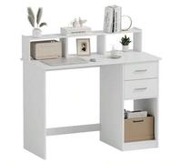 Shein Mondeer Escritorio Blanco para computadora con 2 cajones y estantes de Almacenamiento 105 x 48 x 94 cm Mesa de Estudio para portátil para Espacio pequ