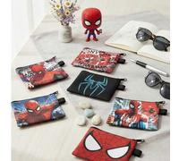 Shein Monedero de Spider-Man, bolsa de almacenamiento pequeña y portátil con diseño de dibujos animados para tarjetas, lápiz labial, brochas, productos de c