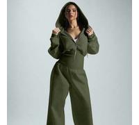 Shein Mono con capucha y cremallera, cintura ceñida, relajado, informal, cápsula básica de armario, uso diario, invierno, aeropuerto, primavera, verano