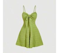 Shein Mono con tirantes y lazo lindo en color verde - Ideal para fiesta de té en el jardín, citas, fiestas, vestido de verano y primavera para mujeres, ropa