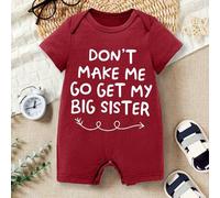 Shein Mono de algodón de cuello redondo con gráfico de letra minimalista casual para bebés niños, "No me hagas ir a buscar a mi hermana mayor"