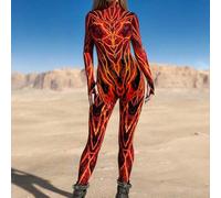 Shein Mono de estilo ciberpunk para mujer, atuendo de fiesta que brilla en la oscuridad, diseño de contraste de color de alta calle de dopamina, mono ajusta