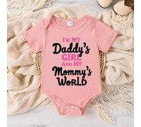 Shein Mono de manga corta con estampado de texto "SOY LA NIÑA DE MI PAPÁ Y EL MUNDO DE MI MAMÁ" para bebé niña, verano
