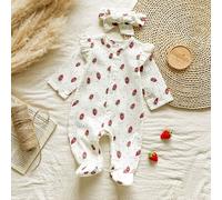 Shein Mono de manga larga de cuello redondo, estampado digital simple y casual, adecuado para uso casual en casa, compras, campamento, etc. para recién naci