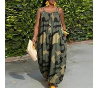 Shein Mono de pierna ancha con estampado de camuflaje estilo occidental para mujer talla grande, nuevo para primavera/verano, festival de música, Pascua, Dí