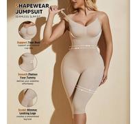 Shein Mono de unicolor sin espalda para mujer, ajustado al muslo, con diseño moldeador y perfilador, diseño sin costuras, que aumenta tu confianza y brinda