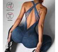 Shein Mono deportivo de mujer con lavado ácido y espalda cruzada