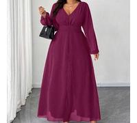 Shein Mono elegante de pierna ancha con cuello en V, volantes en la cintura y perlas de gasa, adecuado para invitados de boda, mono elegante burdeos para da