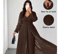 Shein Mono elegante de pierna ancha con cuello en V, volantes en la cintura y perlas de gasa, adecuado para invitados de boda, mono elegante burdeos para da