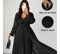 Shein Mono elegante de pierna ancha con cuello en V, volantes en la cintura y perlas de gasa, adecuado para invitados de boda, mono elegante burdeos para da