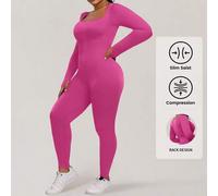 Shein Mono elegante y casual de unicolor con cintura ajustada, escote cuadrado y talla grande para mujeres