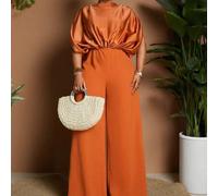 Shein Mono holgado con cuello alto plisado, talla grande, para uso casual diario