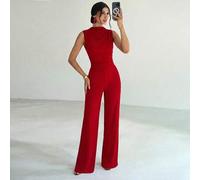 Shein Mono largo elegante de línea A con volantes para mujer, uso diario casual, boda, fiesta, festival de música, vacaciones, rojo, atuendos de maestra par