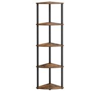 Shein Montaje Superrápido sin Herramientas, Estantería Esquinera con 5 Niveles, Estantería, 38,3 x 27 x 139 cm, Salón, Dormitorio, Cocina, Marrón Rústico
