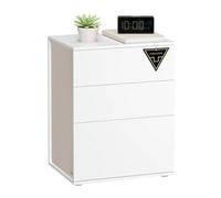 Shein Montaje Ultrarrápido sin Herramientas Toolless, Mesita de Noche, con 3 Cajones, Moderna, Minimalista, Dormitorio, Sala de Estar, Blanco Mate y Beige C