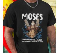 Shein MOSES First man with a tablet who downloaded data from the cloud Camiseta divertida para hombre estilo moderno regalo original para fans del humor mo