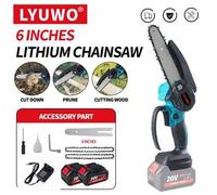 Shein Motosierra eléctrica inalámbrica LYUWO Mini, 20V 6 pulgadas, motosierra eléctrica de mano, batería de litio de gran capacidad de 4.0Ah, cargador están