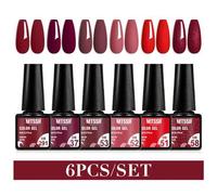 Shein Mtssii Juego de 6 esmaltes de uñas de gel Juego de esmaltes de uñas Colores rojos con brillo holográfico Gel de remojo UV para arte de uñas
