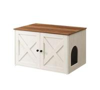 Shein Mueble Arenero para Gatos, Caja de Are*na Oculta con Separador Extraíble, Mesa Auxiliar, Casa de Interior para Gatos, 80 x 53 x 50 cm, Marrón Miel y B