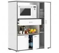 Shein Mueble Auxiliar Cocina Blanco Gris Melamina 90 cm Mueble Cocina 3 Puertas 1 Cajón Estante Almacenaje 107x40 cm Mobiliario en Kit Nicho Microondas 56x3