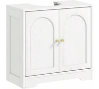 Shein Mueble Bajo de Baño para Lavabo con 2 Puertas con Diseño de Arco Estante Ajustable Tiradores Dorados para Lavabo con o sin Pedestal 60 x 30 x 65 cm Bl