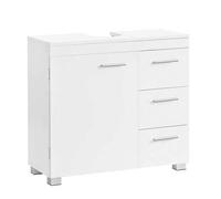 Shein Mueble Bajo Lavabo, Armario de Baño, 3 Cajones, 2 Compartimentos Detrás de la Puerta, con Pies, 30 x 70 x 64 cm, Blanco Nube