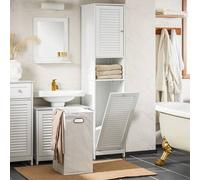 Shein Mueble de baño alto con cesto para ropa Mueble de baño estrecho con estante, mueble de baño para baños pequeños, mueble de baño alto con cesto para ro