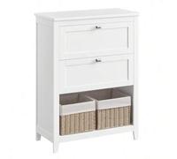 Shein Mueble de Baño, Armario de Baño, 2 Cajones con un Juego de Divisor Regulable, 2 Cestas, Aparador, 30 x 60 x 80 cm, Blanco Nube