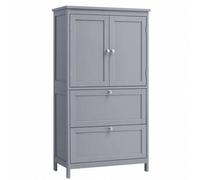 Shein Mueble de Baño, Armario de Baño, Armario de Cocina, Armario Almacenaje con 2 Cajones y 2 Puertas, Estante Regulable, 30 x 60 x 110 cm, Gris Paloma