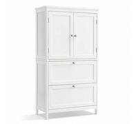 Shein Mueble de Baño, Armario de Baño, Armario de Cocina, Armario Almacenaje con 2 Cajones y 2 Puertas, Estante Regulable, 30 x 60 x 110 cm, Blanco